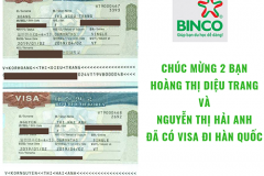Chúc mừng 2 BẠN HOÀNG THỊ DIỆU TRANG VÀ NGUYỄN THỊ HẢI ANH Đã có visa đi HÀN QUỐC